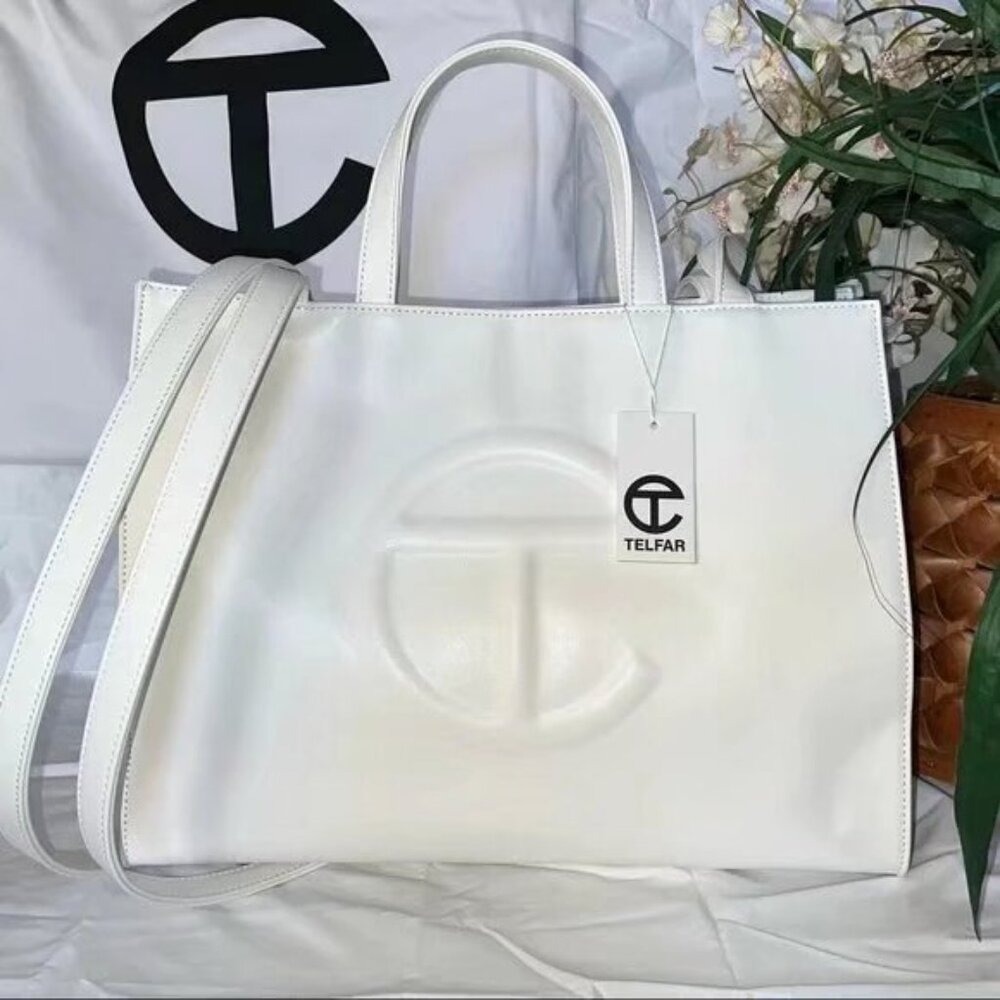 Telfar Medium White Shopping Bag